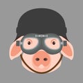 Pig face in helmet vector illustration flat style front Royalty Free Stock Photo