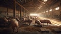 Pig farm industry farming hog barn pork. Generative AI