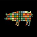 Pig farm mammal color silhouette animal