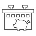 Pig farm thin line icon. Animal vector illustration isolated on white. Farming outline style design, designed for web