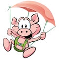 Pig flying on the ham Royalty Free Stock Photo