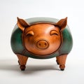 A pig foot stool with a green cover, AI