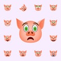 Pig in frightened emoji icon. Pig emoji icons universal set for web and mobile