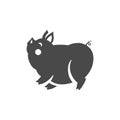 Pig funny character wild domestic hog with hooves piglet monochrome silhouette icon vector