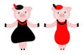 Pig girl in different dresses