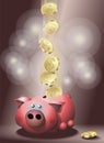 Pig with golden coins Royalty Free Stock Photo