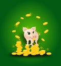 Pig on golden coins