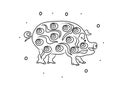 Pig hand drawing coloring page. Modern doodle contour illustration black Royalty Free Stock Photo