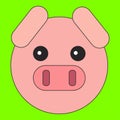 Pig head in cartoon flat style Royalty Free Stock Photo