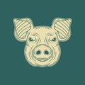 Pig head line art
