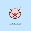 pig head smiling logo icon design