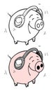 Pig in headphones