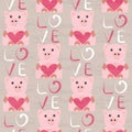 Pig with heart seamless pattern
