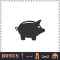 Pig icon flat Royalty Free Stock Photo