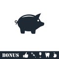 Pig icon flat Royalty Free Stock Photo