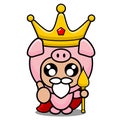 Pig king animal mascot costume Royalty Free Stock Photo