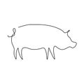 Pig line icon. Farm animal continuous line drawn vector illustration. Royalty Free Stock Photo