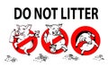 Pig line icon in prohibition red circle, No littering ban sign, forbidden symbol.