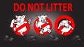 Pig line icon in prohibition red circle, No littering ban sign, forbidden symbol.