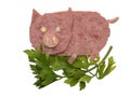 The pig, made from the pieces of a ham Royalty Free Stock Photo