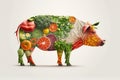 Pig made of vegetables, vegetarian concept Royalty Free Stock Photo
