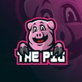 Pig mascot logo design vector with modern illustration concept style for badge, emblem and t shirt printing. Smart pig Royalty Free Stock Photo