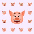 Pig in mockery emoji icon. Pig emoji icons universal set for web and mobile