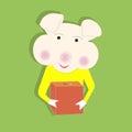 Pig with money box flat design