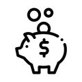 Pig Money Box Icon Vector Outline Illustration