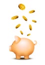 Pig money box. Piggy money save bank icon. Pig toy for coins saving box concept. Wealth deposit Royalty Free Stock Photo