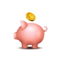 Pig money box. Piggy money save bank icon. Pig toy for coins saving box concept. Wealth deposit Royalty Free Stock Photo