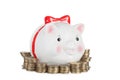 Pig moneybox and gold coins Royalty Free Stock Photo