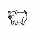 Strong Linear Pig Cartoon Icon For Your Project