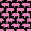 Pig pattern seamless. Piglet pink background. Swine Farm animal