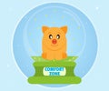 Pig piggy bank sitting in a glass bowl. Comfort Zone Concept. Cartoon, flat style, vector Royalty Free Stock Photo