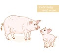 Pig and piglet Royalty Free Stock Photo