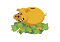 Golden rich pig vector