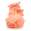 Pig pile. Three little pigs