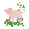 Pig pink money piggy bank with my packs of paper Royalty Free Stock Photo