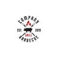 Pig bbq steak with fire logo design Royalty Free Stock Photo