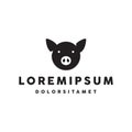 Pig pork logo illustration icon design in trendy minimal style isolated on white background Royalty Free Stock Photo