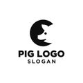 Pig pork logo illustration icon design in trendy minimal style isolated on white background