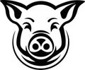 Pig, pork. Vintage logo icon template, retro print, poster for Butchery meat business, farmer shop. Vector