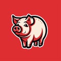 Pig, pork. Vintage logo icon template, retro print, poster for Butchery meat business, farmer shop. Vector