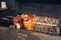 The pig`s leg on the grill, roast, Prague Royalty Free Stock Photo