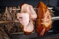 The pig`s leg on the grill, roast, Prague Royalty Free Stock Photo