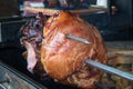 The pig`s leg on the grill, roast, Prague Royalty Free Stock Photo