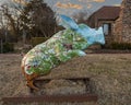 Pig sculpture outside the Clinton House Museum in Fayetteville, Arkansas.