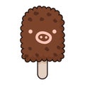 Pig Shaped Chocolate Biscuit Ice Cream Bar Royalty Free Stock Photo