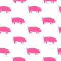 Pig silhouette seamless pattern. Pork meat.Vector illustration